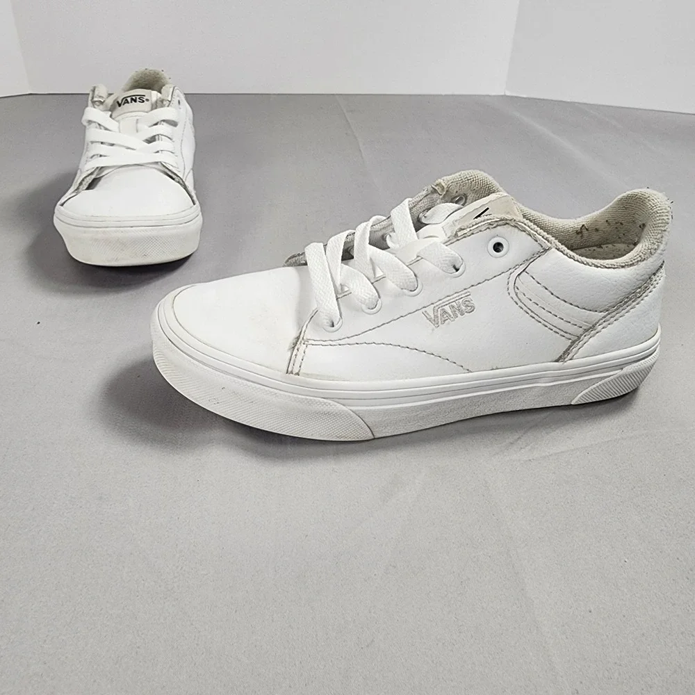 Vans Youth 2.0 White Leather Low Top Lace Up Skate Sneakers 500714